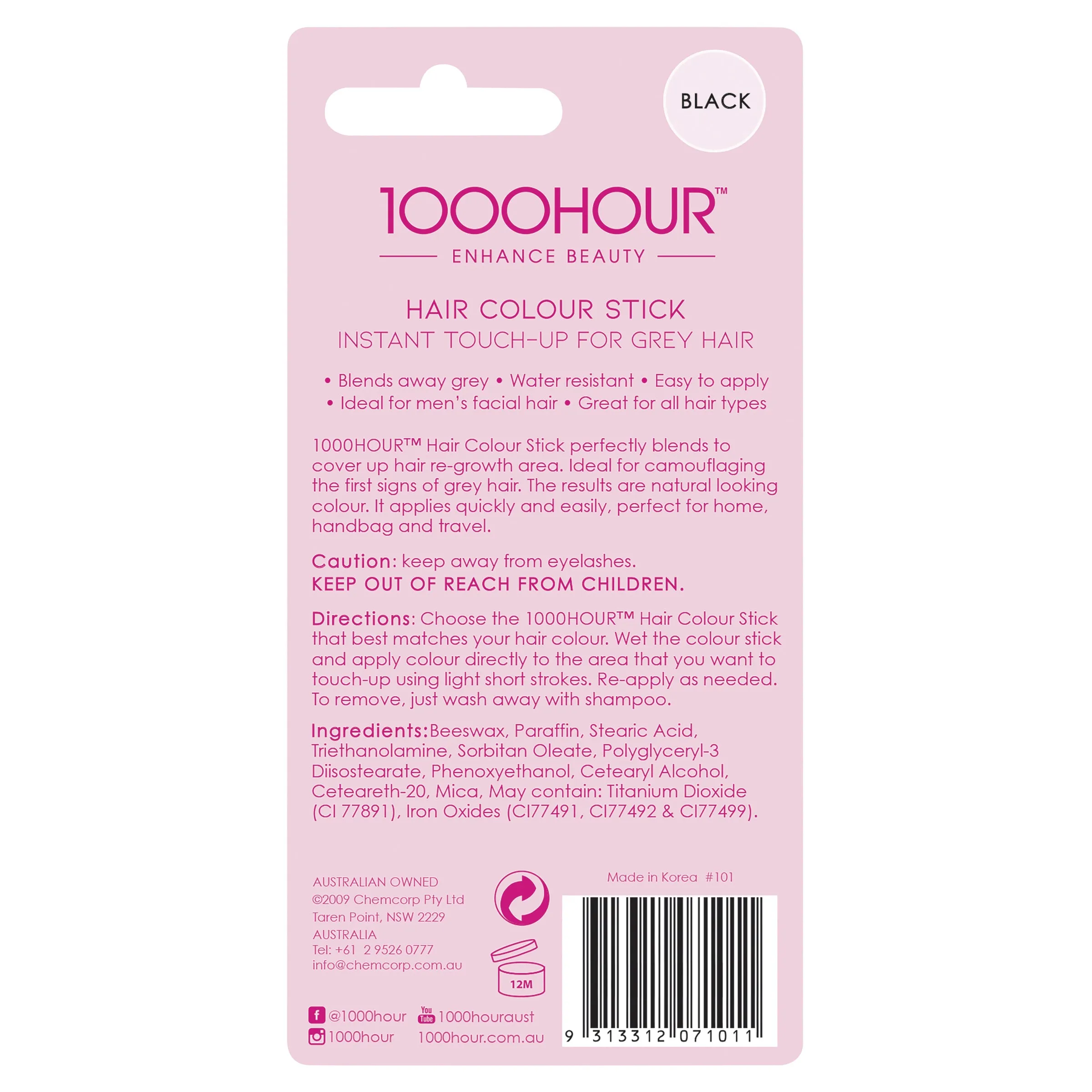 1000HOUR Hair Colour Stick - Black