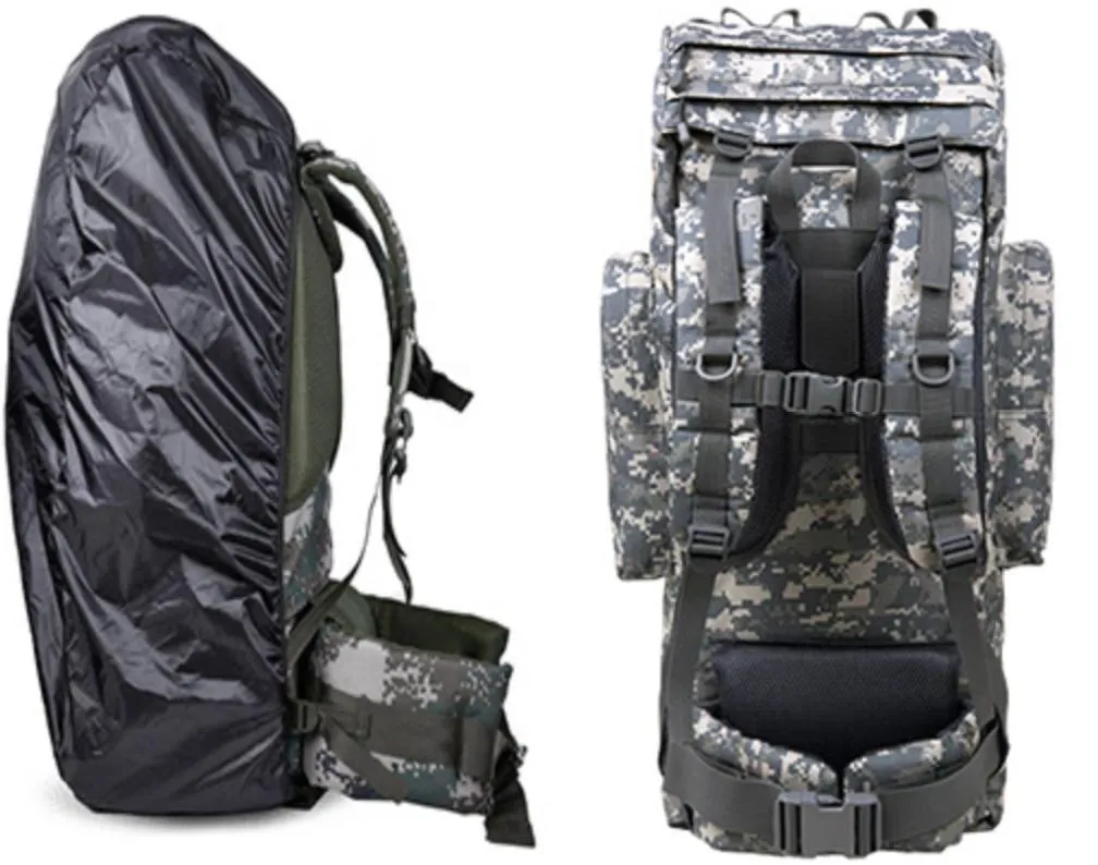 100L Internal Metal U Frame Military Rucksack Backpack Built-In Raincover