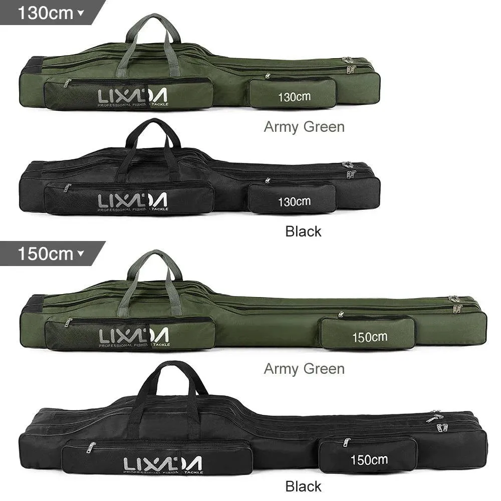 130cm/150cm Three Layers Fishing Bag Portable Folding Fishing Rod Reel Tackle Tool Carry Case Carrier Travel Bag