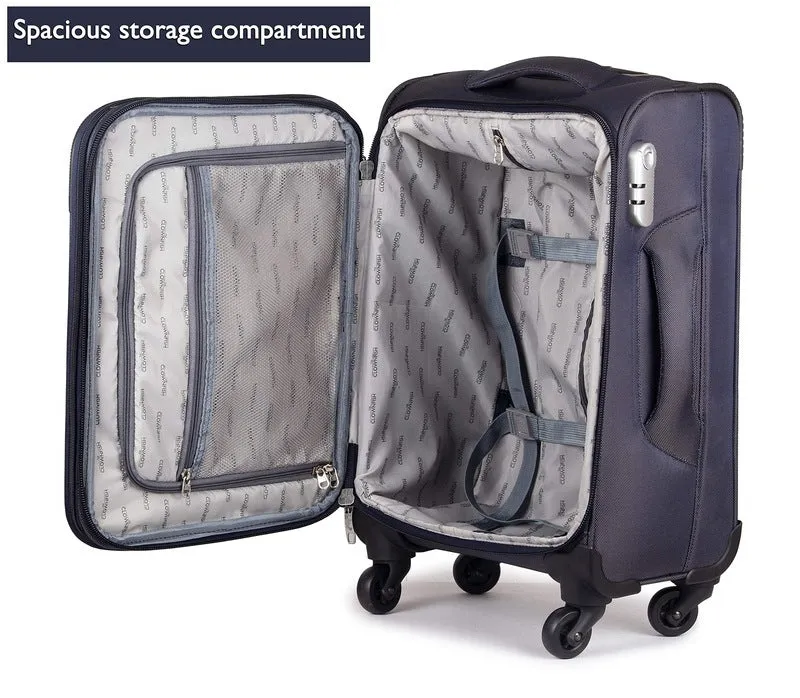 20 Inch Softsided Suitcase Trolley Bag - Space Blue | 4 Rotating Wheels | Travel Essential