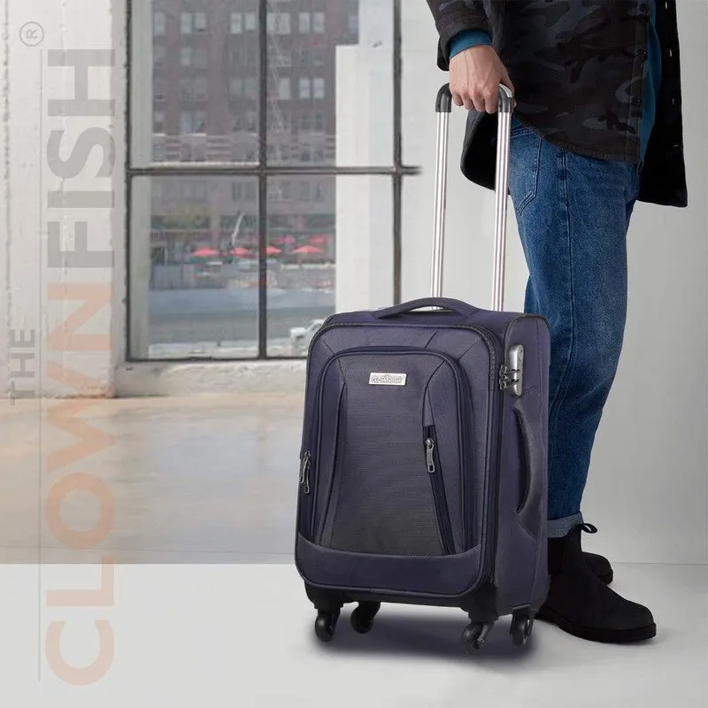 20 Inch Softsided Suitcase Trolley Bag - Space Blue | 4 Rotating Wheels | Travel Essential