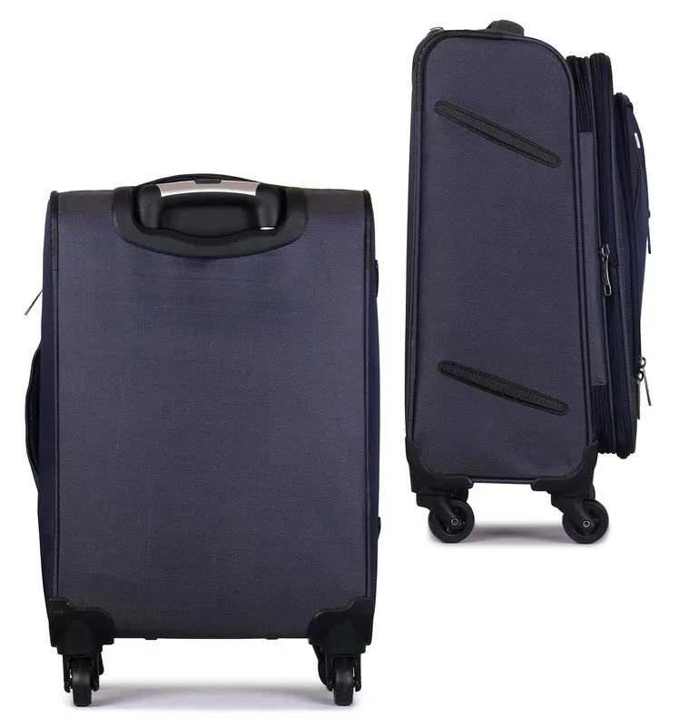 20 Inch Softsided Suitcase Trolley Bag - Space Blue | 4 Rotating Wheels | Travel Essential