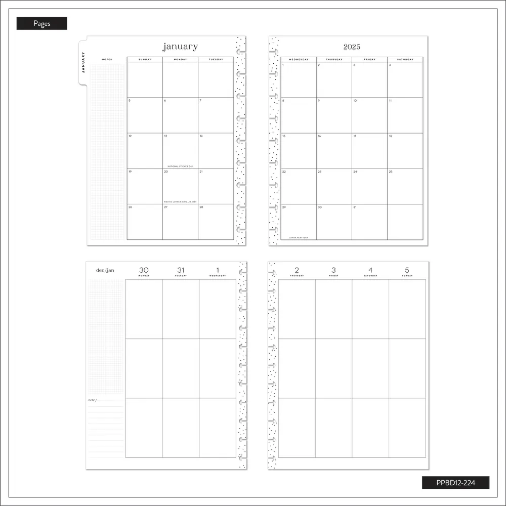 2025 Sketchy Florals Planner - Big Vertical Layout - 12 Months