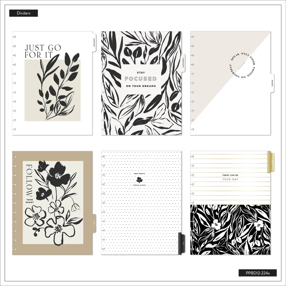 2025 Sketchy Florals Planner - Big Vertical Layout - 12 Months