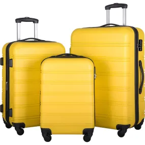 3 Piece Luggage Set Hardside Spinner Suitcase with TSA Lock 20" 24" 28" Available