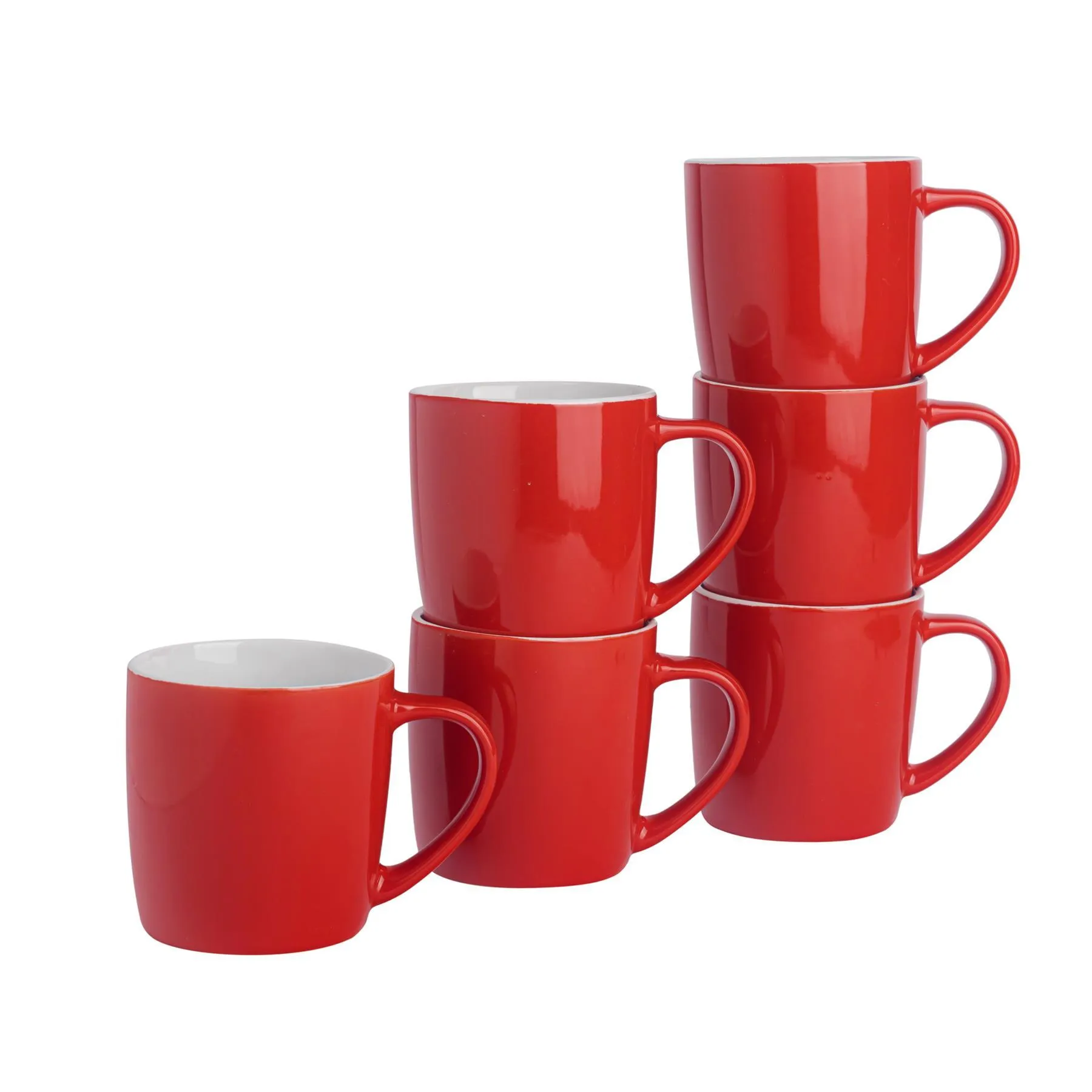 350ml Coloured Coffee Mugs - Pack of Six - By Argon Tableware