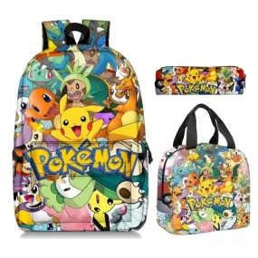 3PC-Set Pikachu Pokémon Backpack