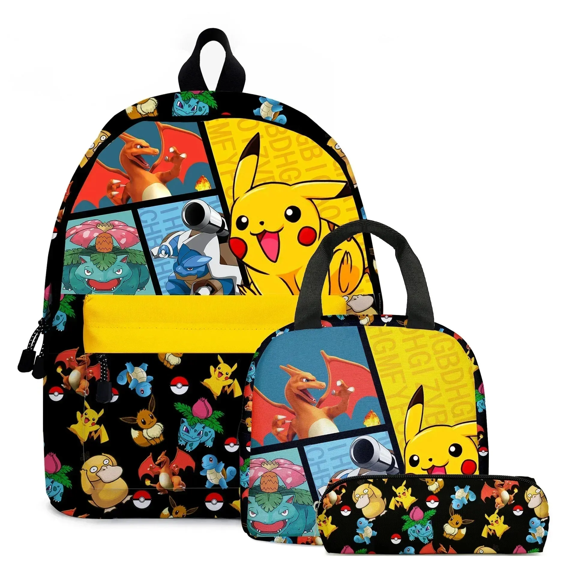 3PC-Set Pikachu Pokémon Backpack