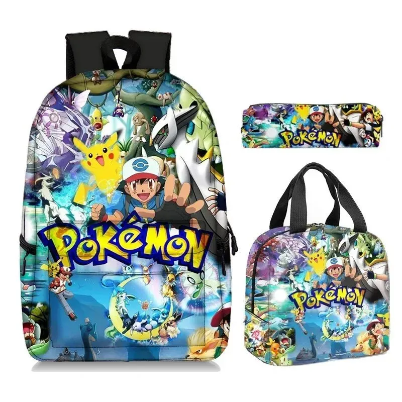 3PC-Set Pikachu Pokémon Backpack