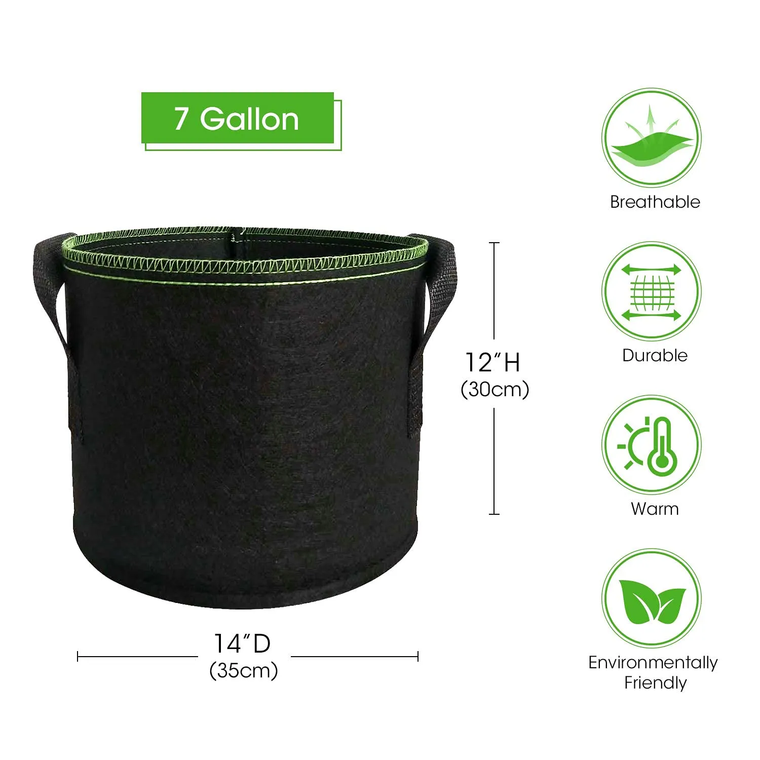 5-Pack 5 Gallon Non-Woven Fabric Plant Grow Bags with Handles