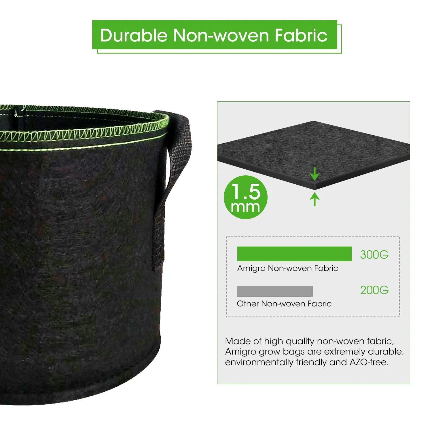 5-Pack 5 Gallon Non-Woven Fabric Plant Grow Bags with Handles