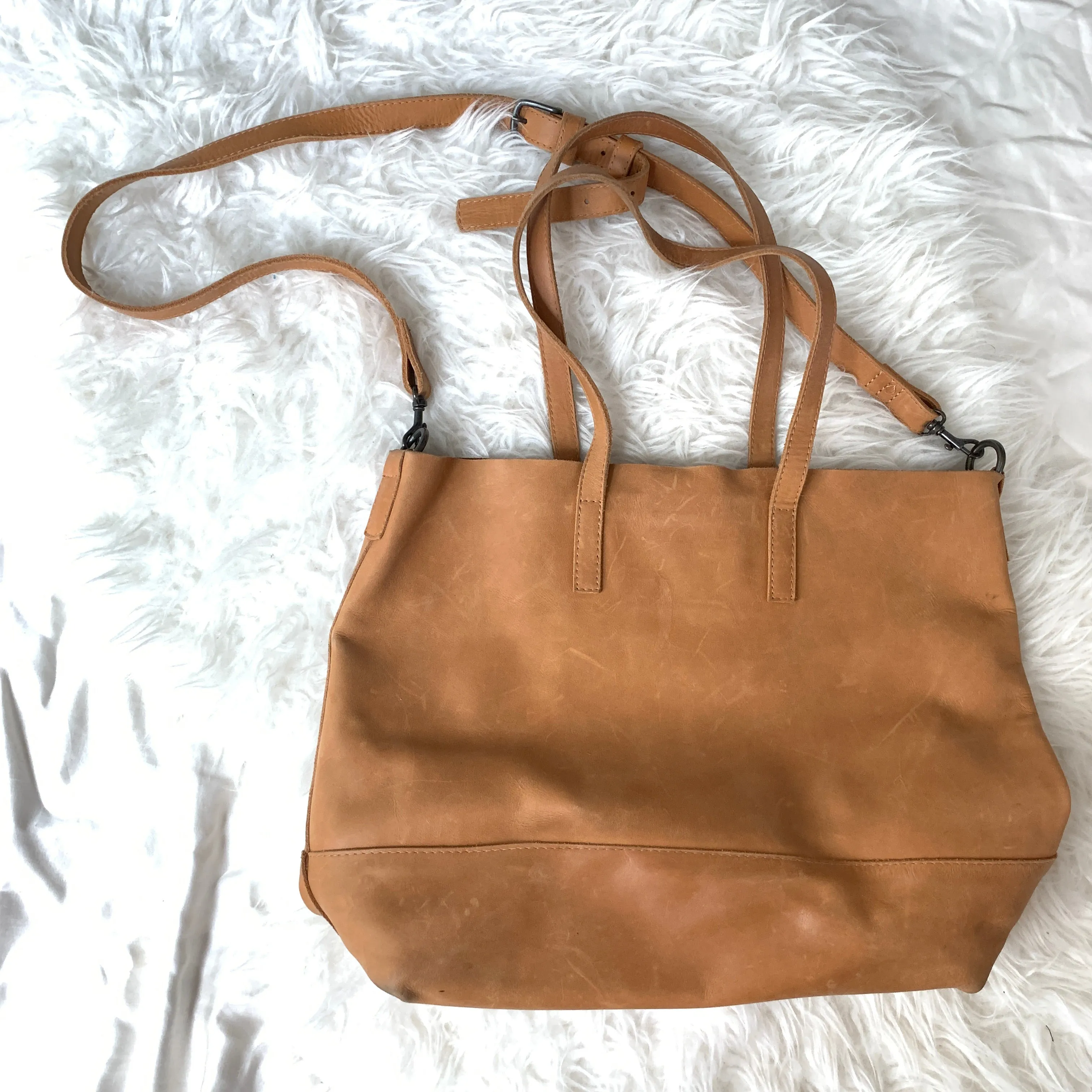 ABLE Abera Crossbody Tote In Cognac *see photos for signs of wear