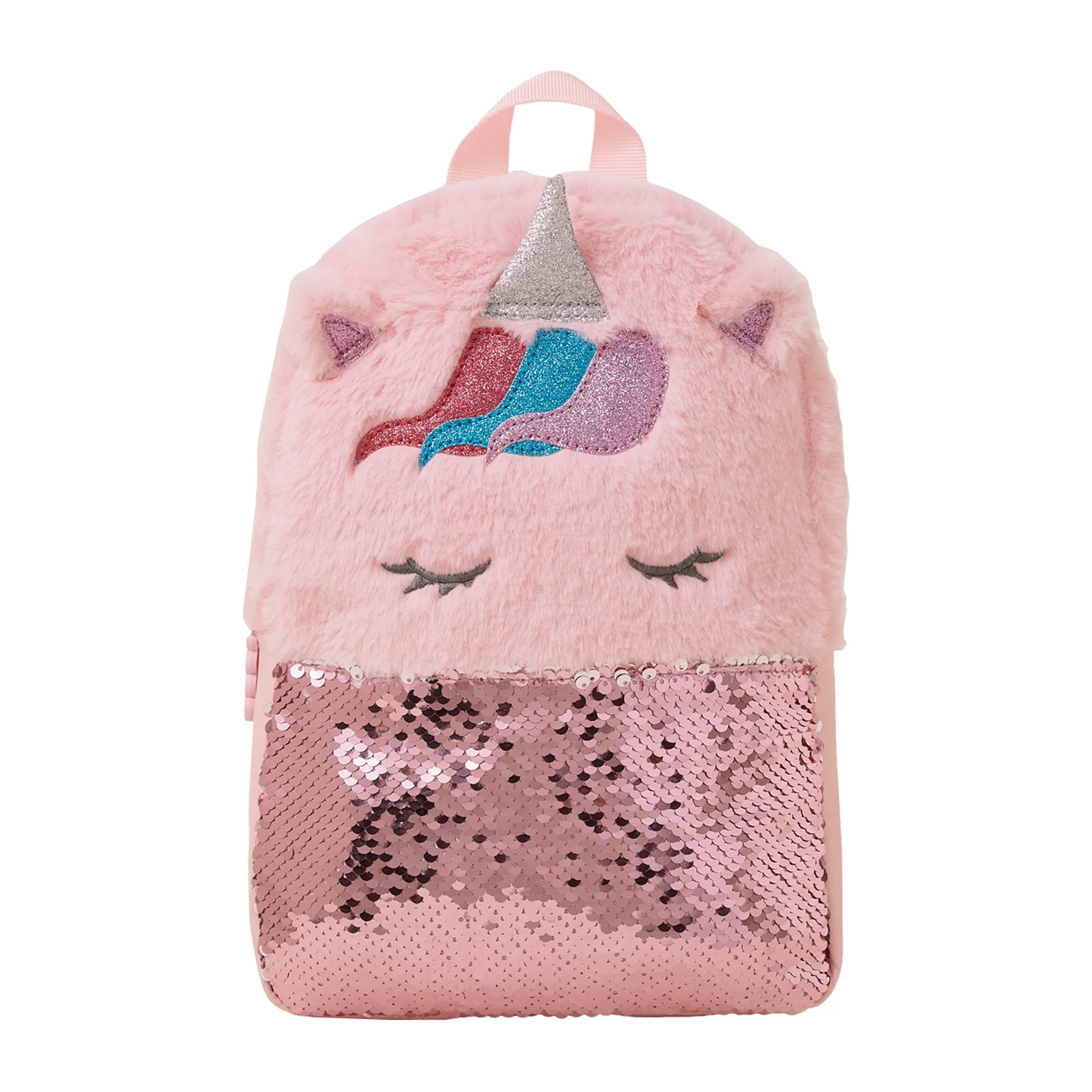 Accessorize London Girls Fluffy Unicorn Backpack-Pink