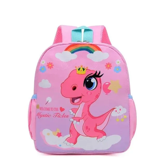 Adorable Dinosaur Cartoon Kids Backpack - Waterproof School Bag for Kindergarten and Primary Students