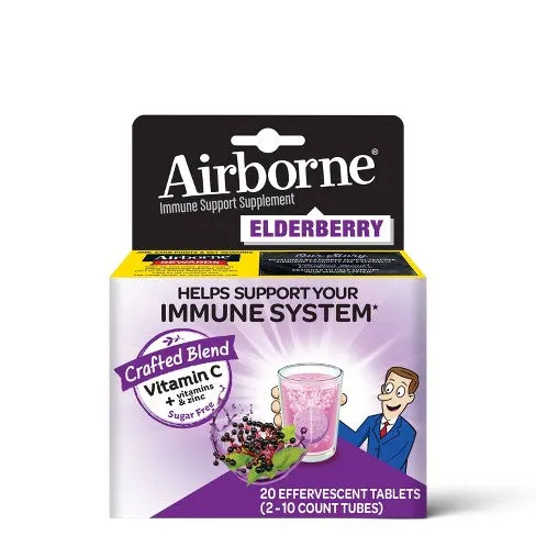 Airborne Elderberry Extract   Vitamin C 1000mg - Effervescent Tablets 30 ct