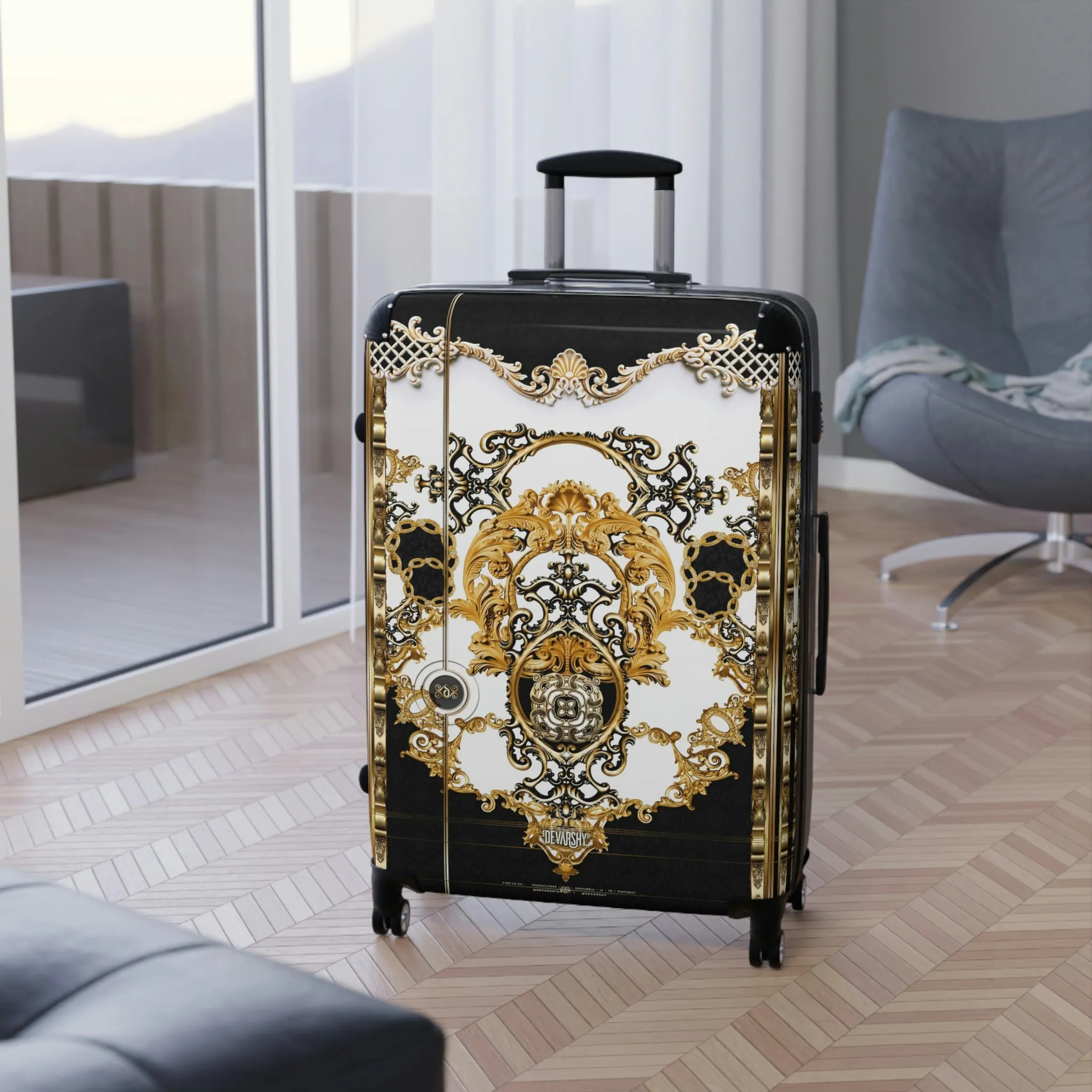 Amber Room Suitcase Baroque Carry-on Suitcase Luxurious Travel Luggage Hard Shell Suitcase 3 Sizes | 100355