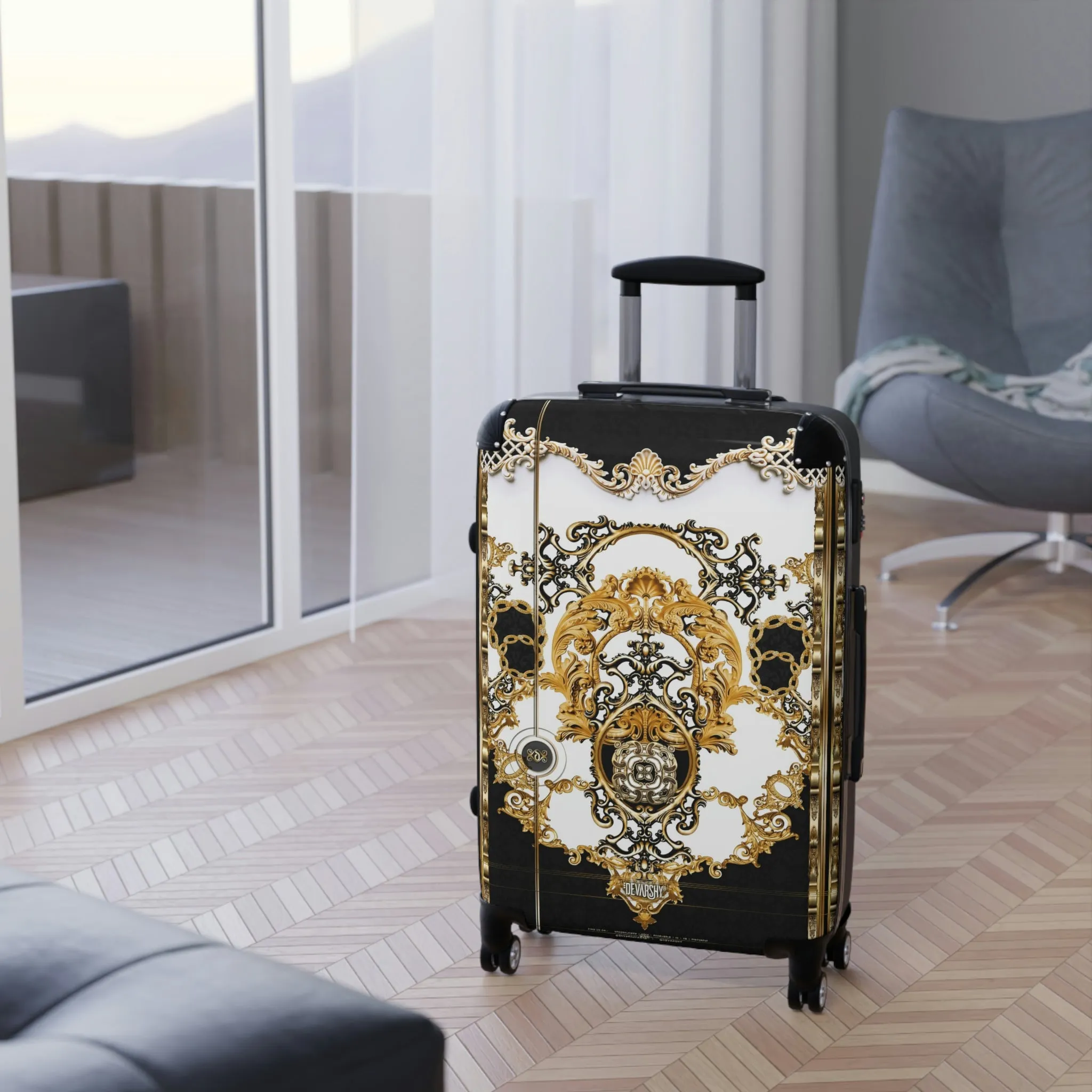 Amber Room Suitcase Baroque Carry-on Suitcase Luxurious Travel Luggage Hard Shell Suitcase 3 Sizes | 100355