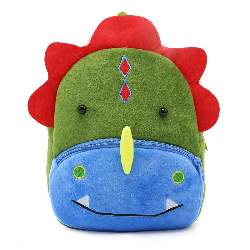 Anykidz 3D Green Dinosaur School Backpack Cute Animal With Cartoon Designs Children Toddler Plush Bag For Baby Girls and Boys