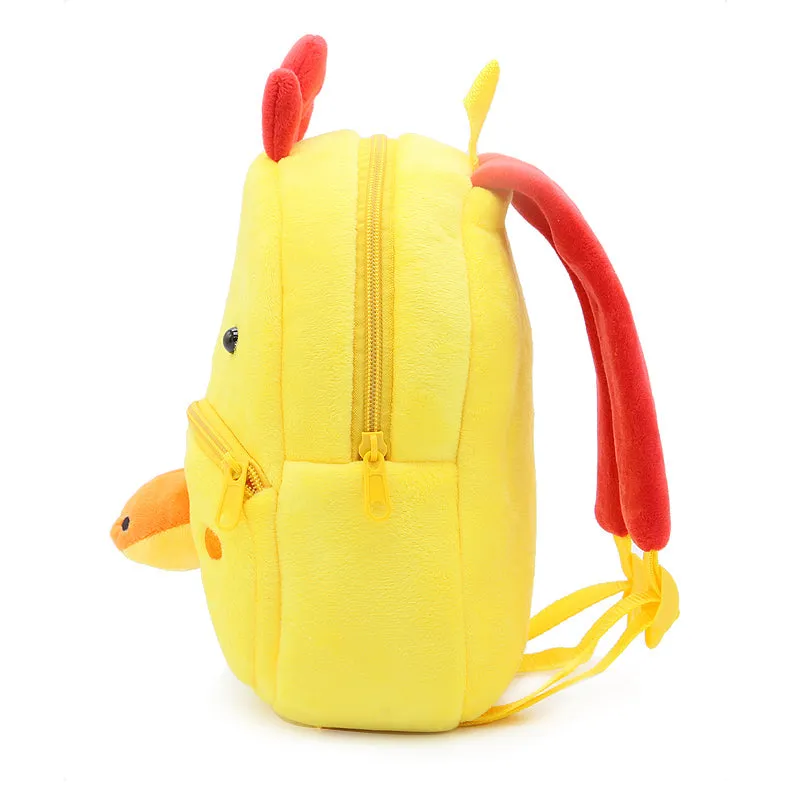 Anykidz 3D Yellow Chick School Backpack Cute Animal With Cartoon Designs Children Toddler Plush Bag For Baby Girls and Boys