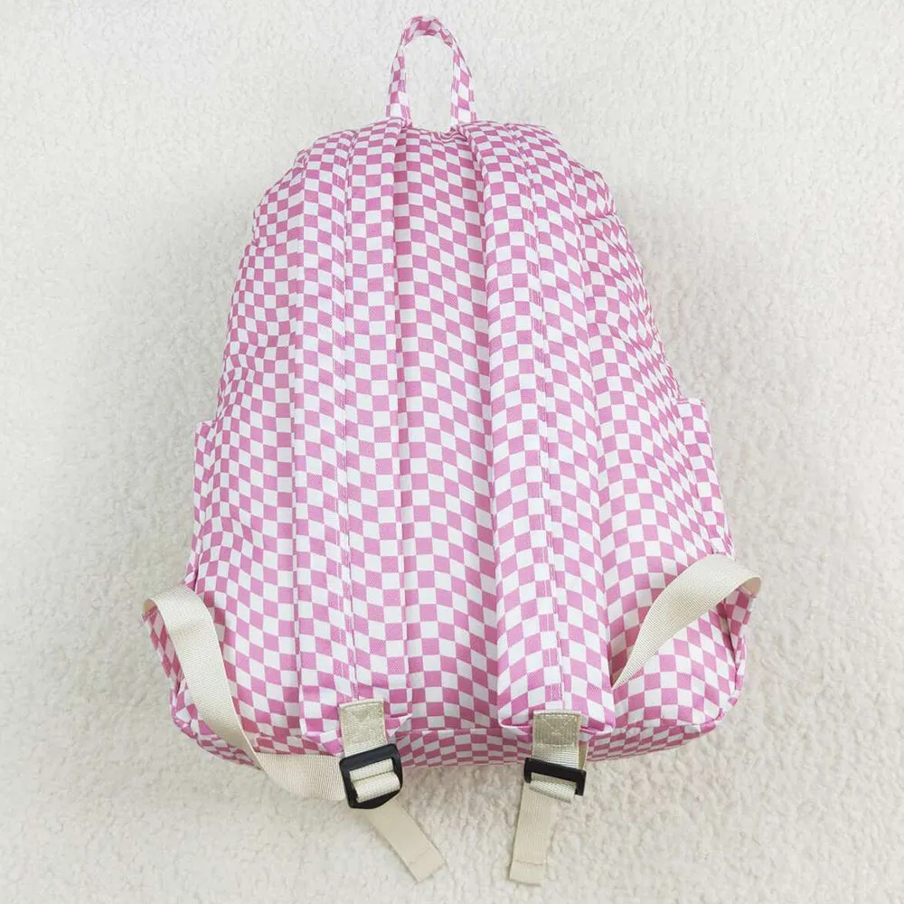 Baby Kids Girls Backpacks Pink Checkered Backpack Zip Back Bags BA0245