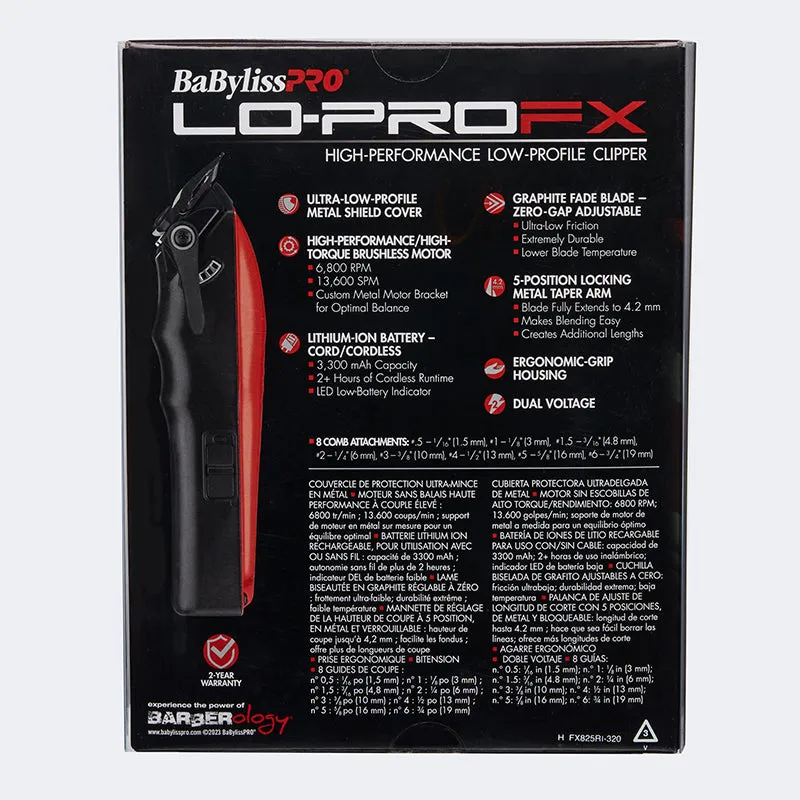 BaByliss PRO - Lo-PROFX Clipper, Influencer Special Edition, Red