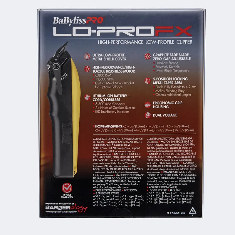 BaByliss PRO - Lo-PROFX Clipper, Influencer Special Edition, Yellow