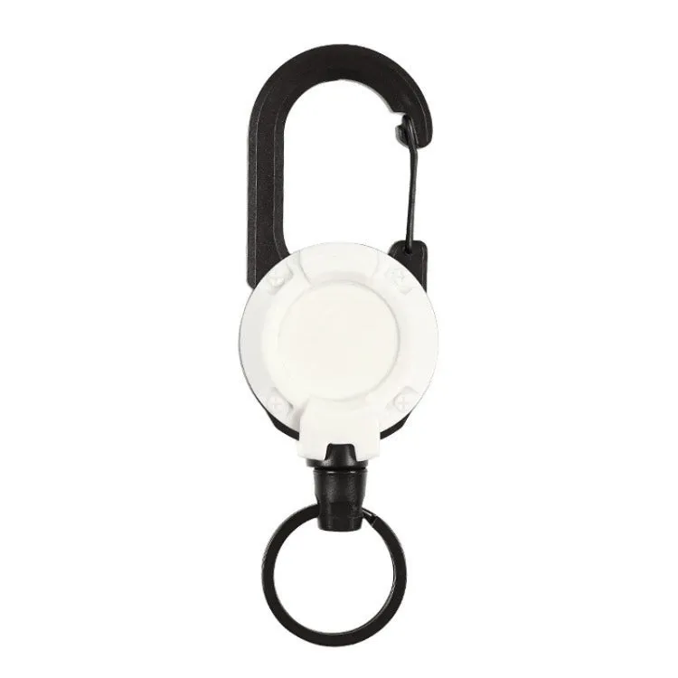 Backpack Carabiner Plastic Retractable Pull Badge Reel, Color: White- Fiber Rope