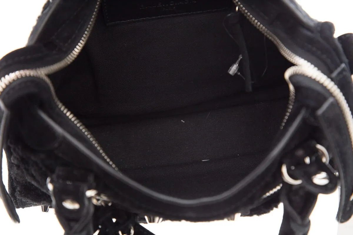 Balenciaga Black Shearling Suede Mini Handbag