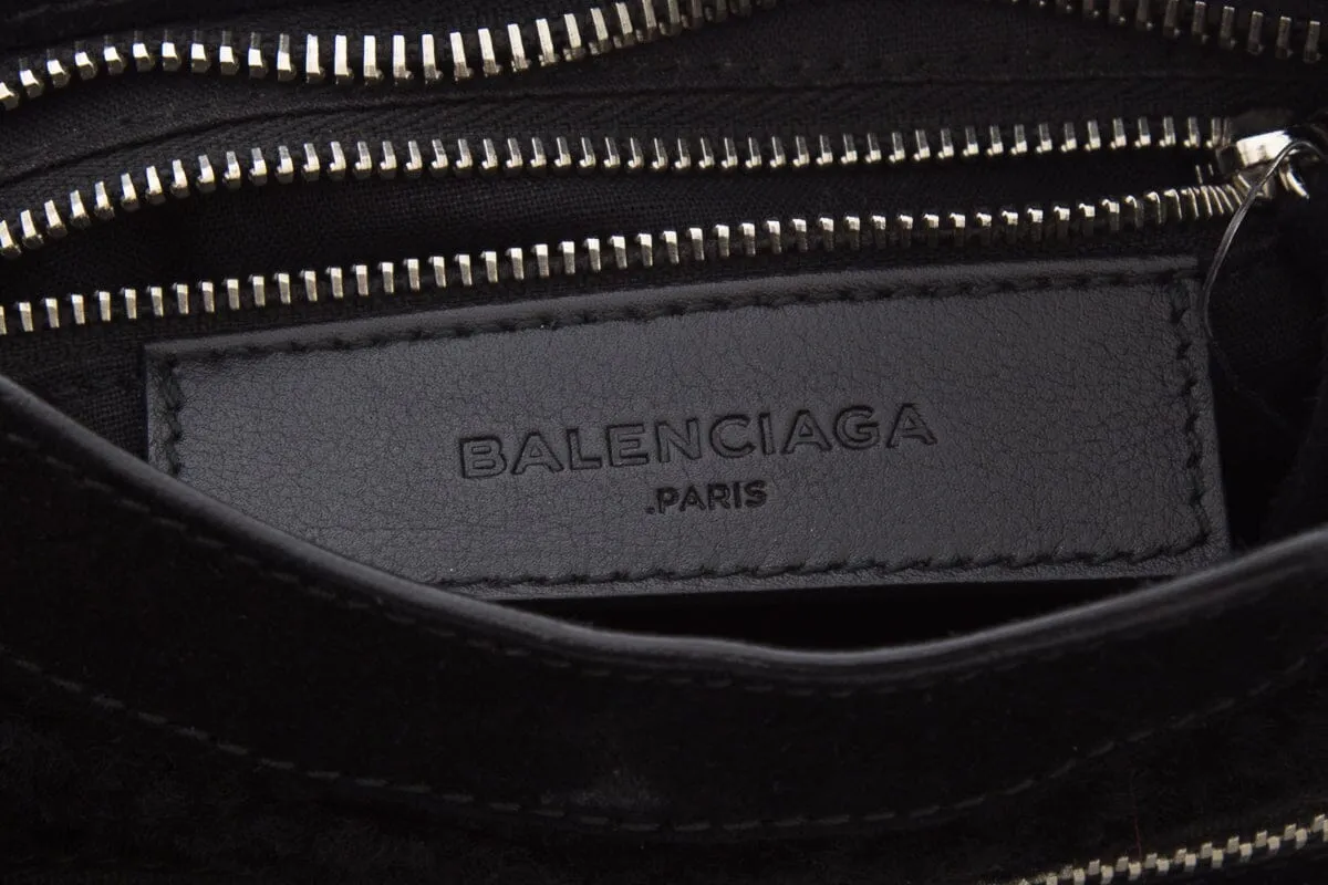 Balenciaga Black Shearling Suede Mini Handbag