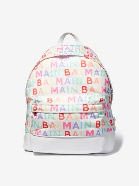 Balmain Kids Logo Print Backpack in Multicolour