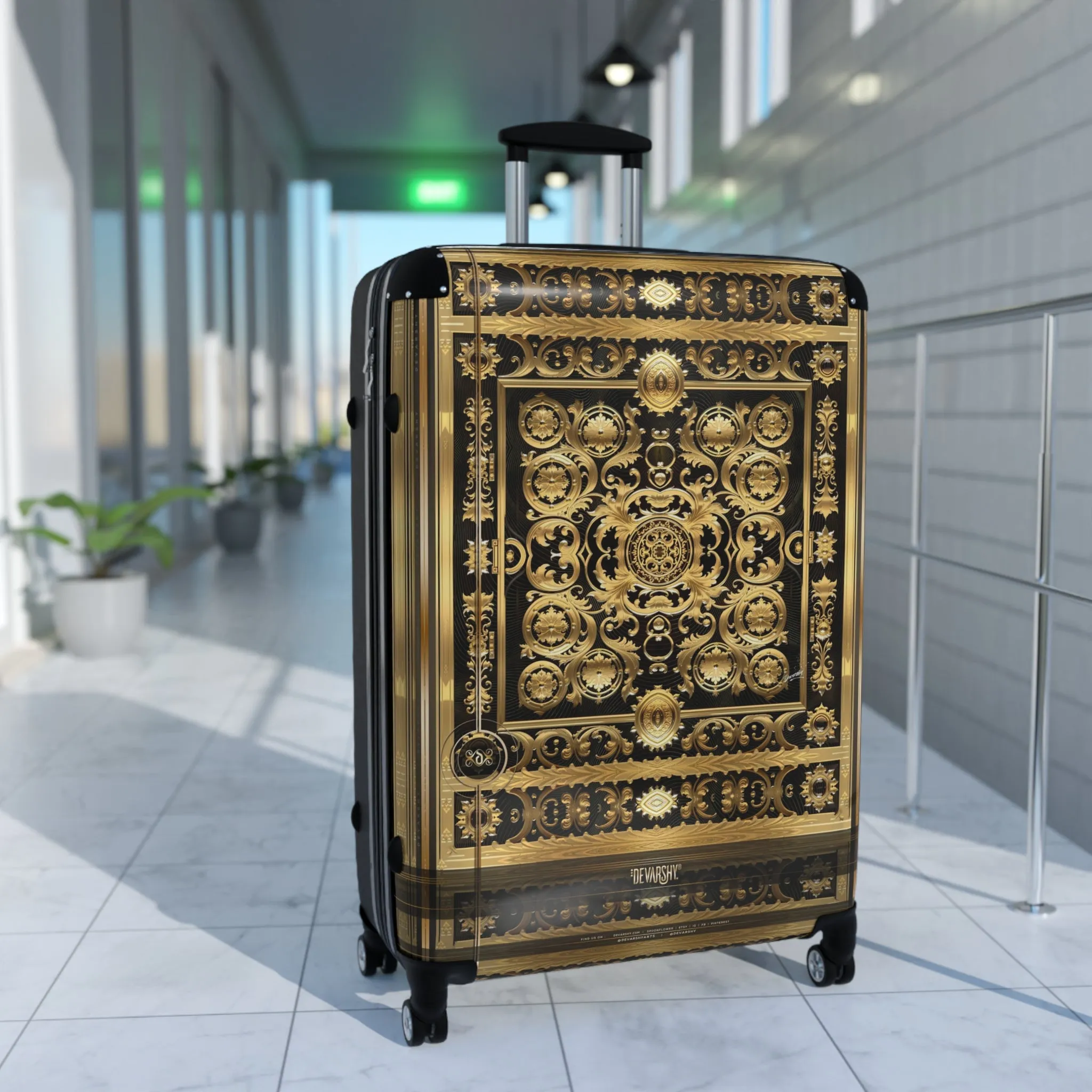 Baroque Elegance Suitcase Decorative Gold Luggage Luxury Carry-on Suitcase Hard Shell Suitcase in 3 Size | D20191