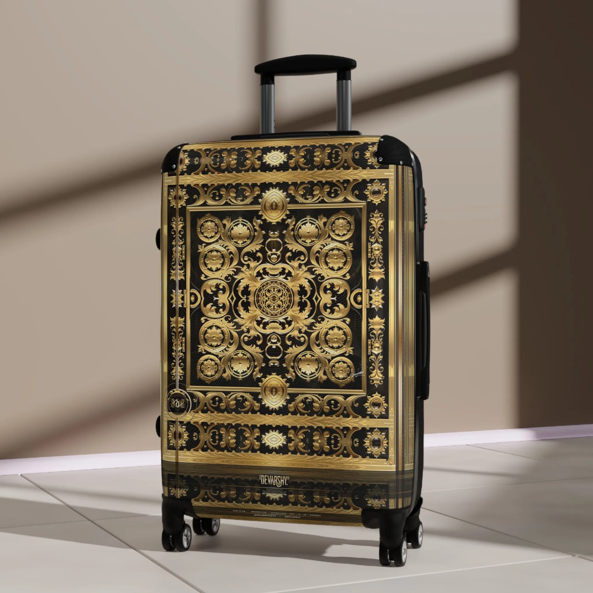 Baroque Elegance Suitcase Decorative Gold Luggage Luxury Carry-on Suitcase Hard Shell Suitcase in 3 Size | D20191