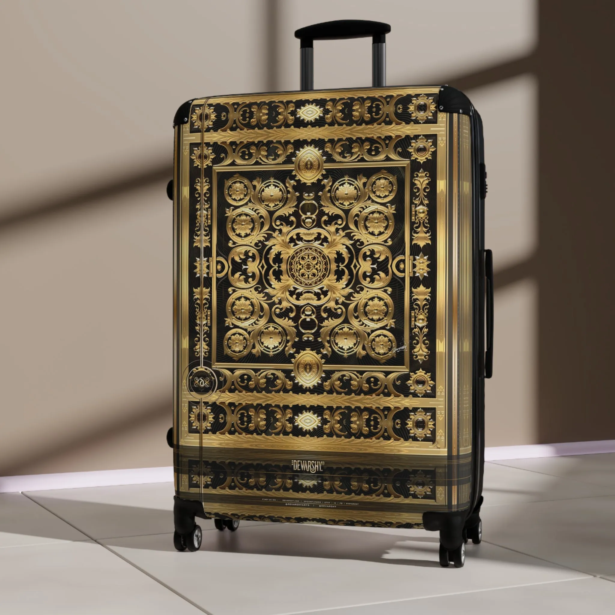 Baroque Elegance Suitcase Decorative Gold Luggage Luxury Carry-on Suitcase Hard Shell Suitcase in 3 Size | D20191