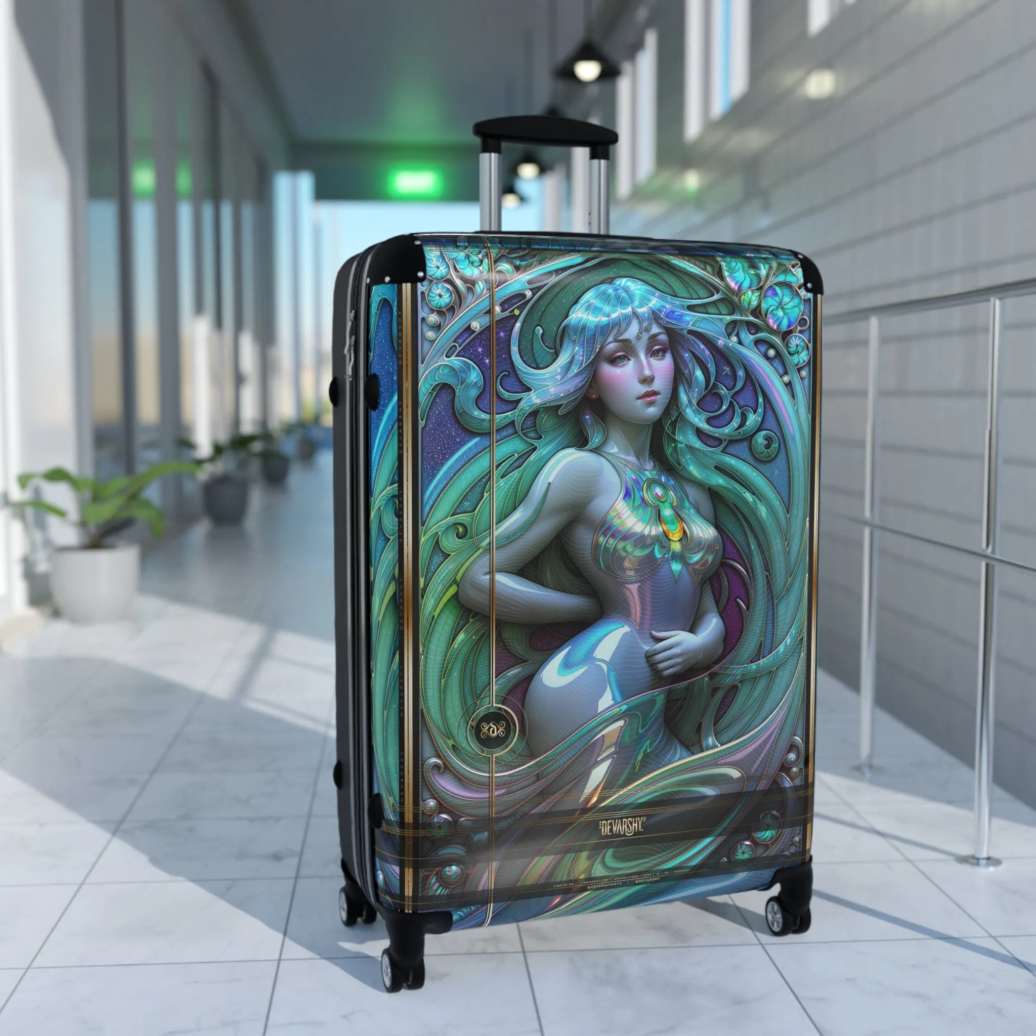 Beautiful Suitcase Art Nouveau Luggage Mucha Art Carry-on Suitcase Hard Shell Suitcase in 3 Sizes | D20178