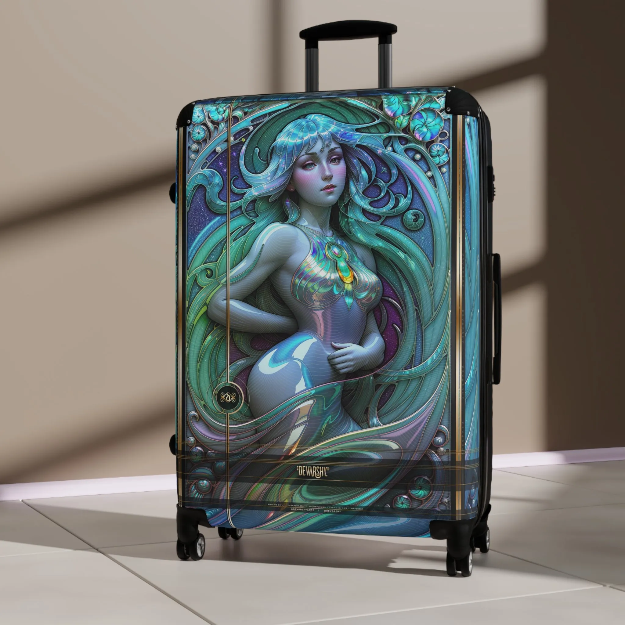 Beautiful Suitcase Art Nouveau Luggage Mucha Art Carry-on Suitcase Hard Shell Suitcase in 3 Sizes | D20178