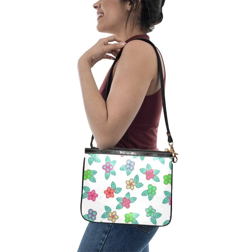 Berry Flowers White Small Shoulder Bag