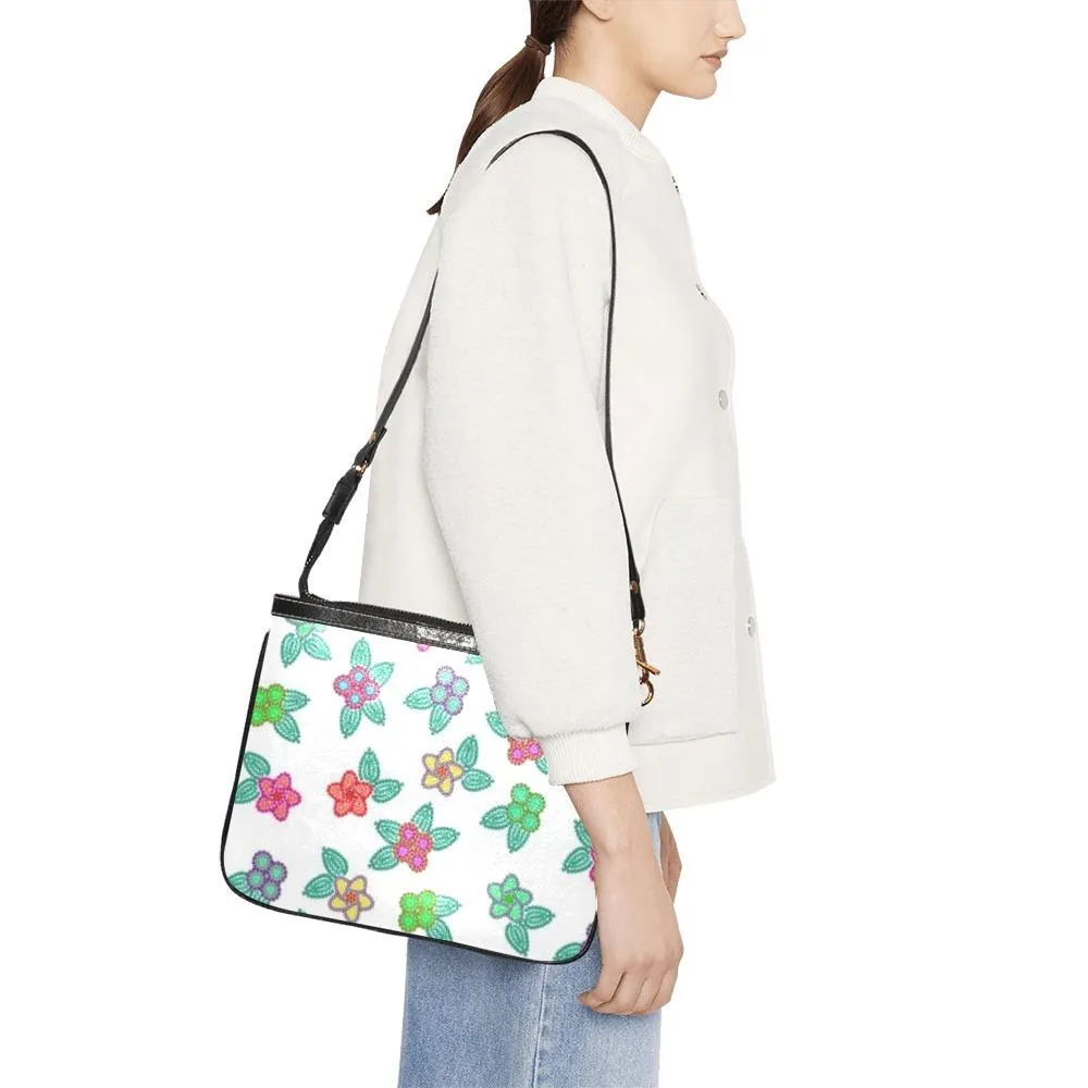 Berry Flowers White Small Shoulder Bag