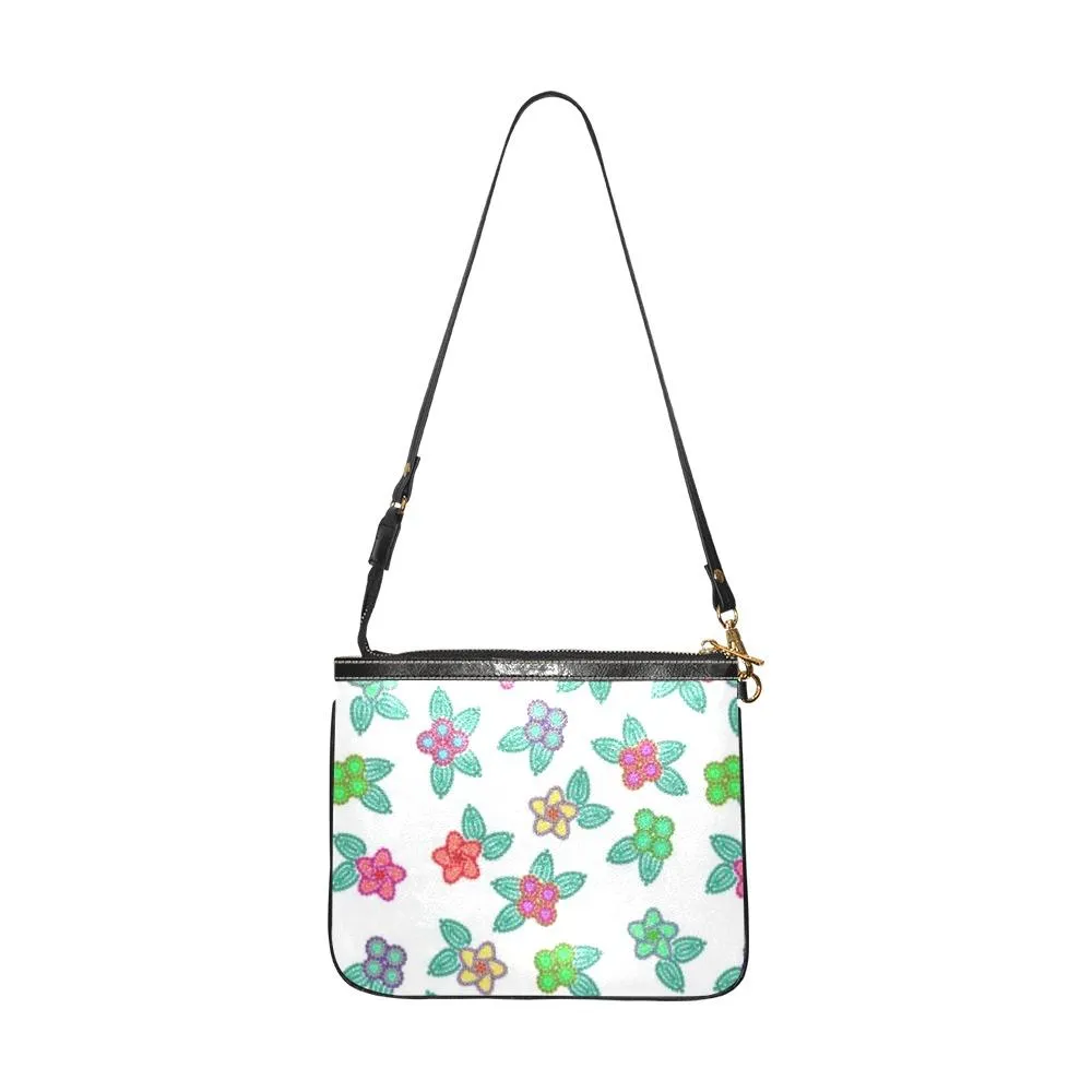 Berry Flowers White Small Shoulder Bag