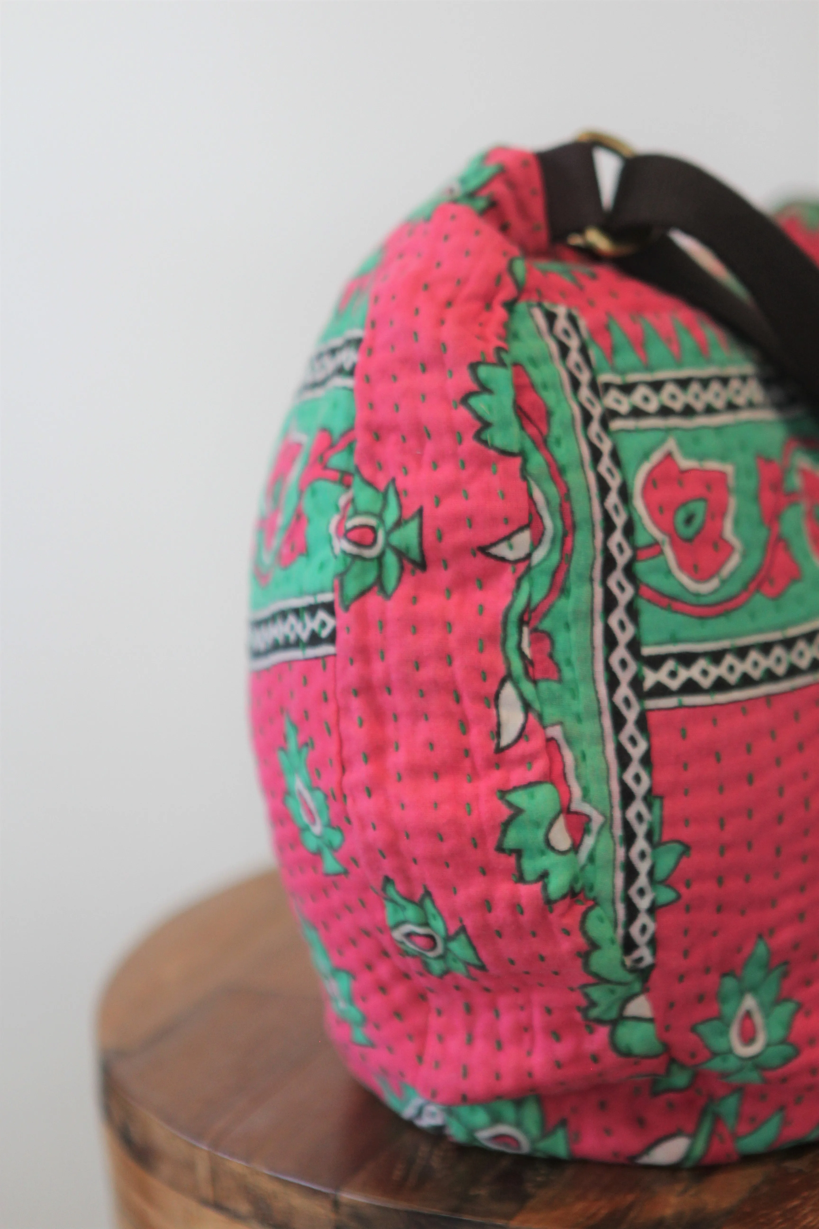 Bharati Boho Bag - Pink & Green