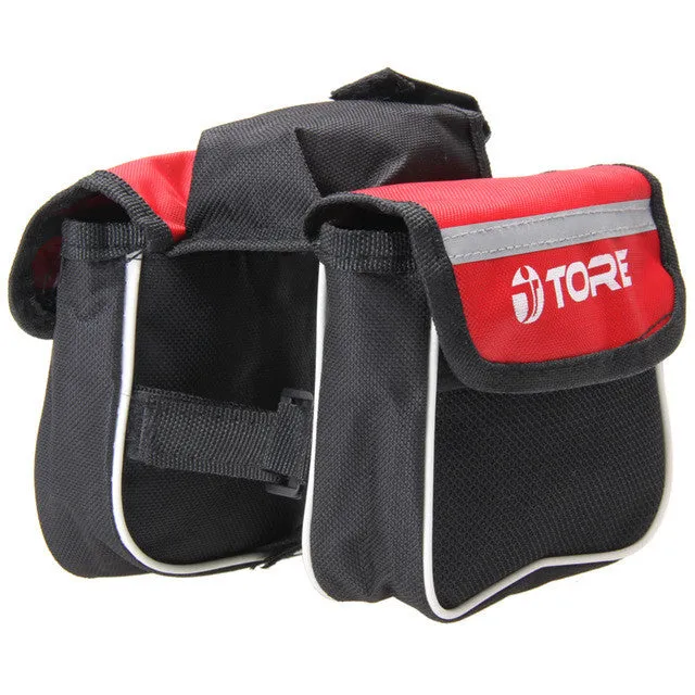 Bicycle Bike Top Frame Front Pannier Tube Bag Cycling Double Pouch Holder With Water Bottle Bag Mountain Bike Accessories