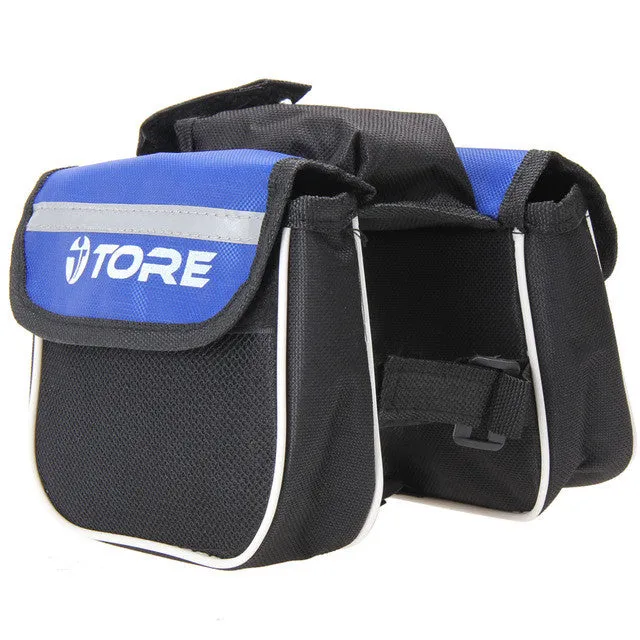 Bicycle Bike Top Frame Front Pannier Tube Bag Cycling Double Pouch Holder With Water Bottle Bag Mountain Bike Accessories