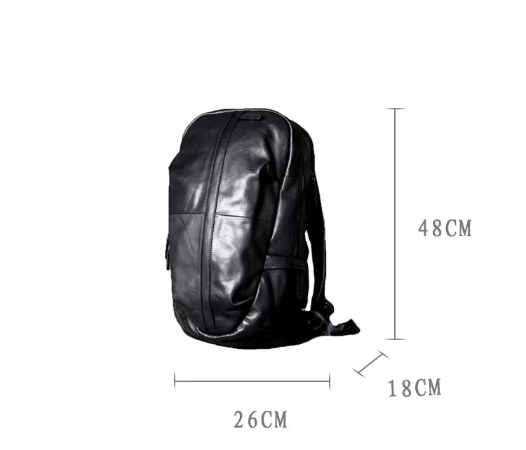 Black Classical Leather Traveling Backpack 8021