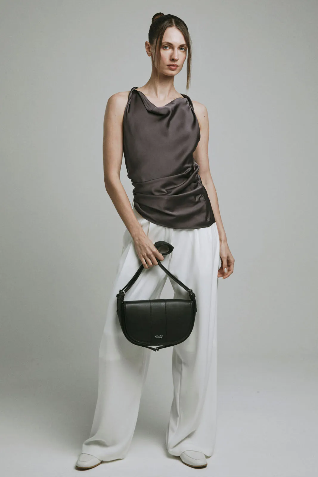 Black Leather Shoulder Bag Montana