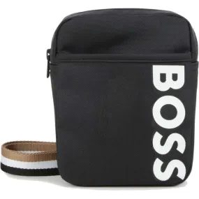 Boys Black Logo Shoulder Bag