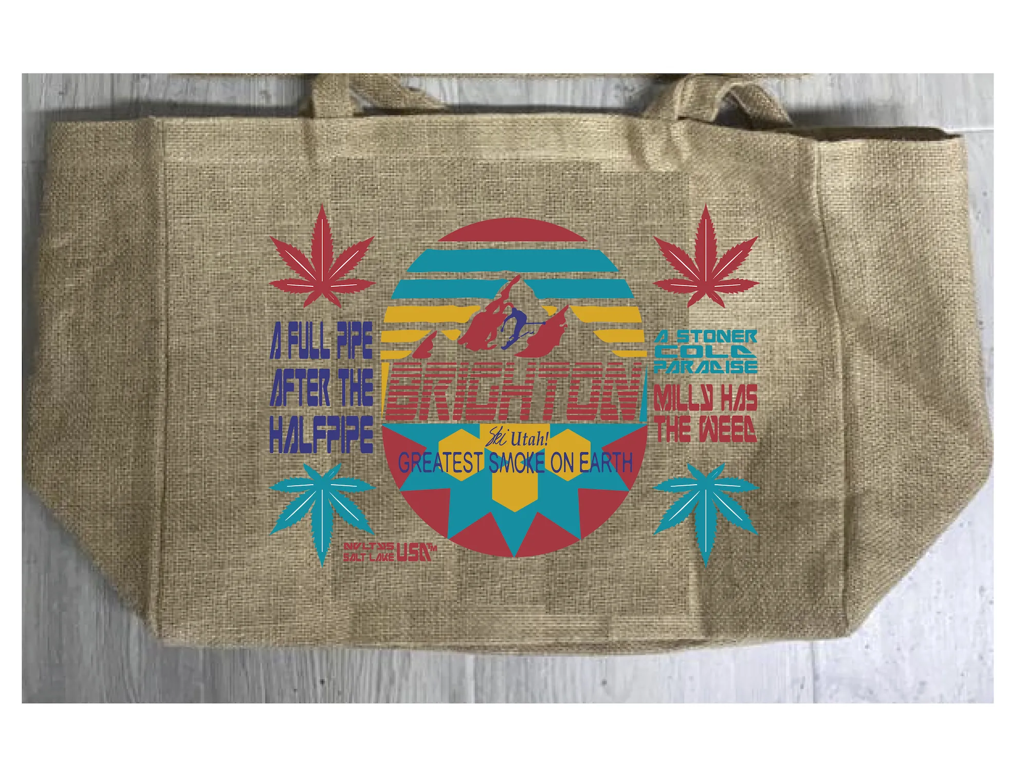 BRIGHTON UTAH BURLAP TOTE BAG ( sold by the piece )