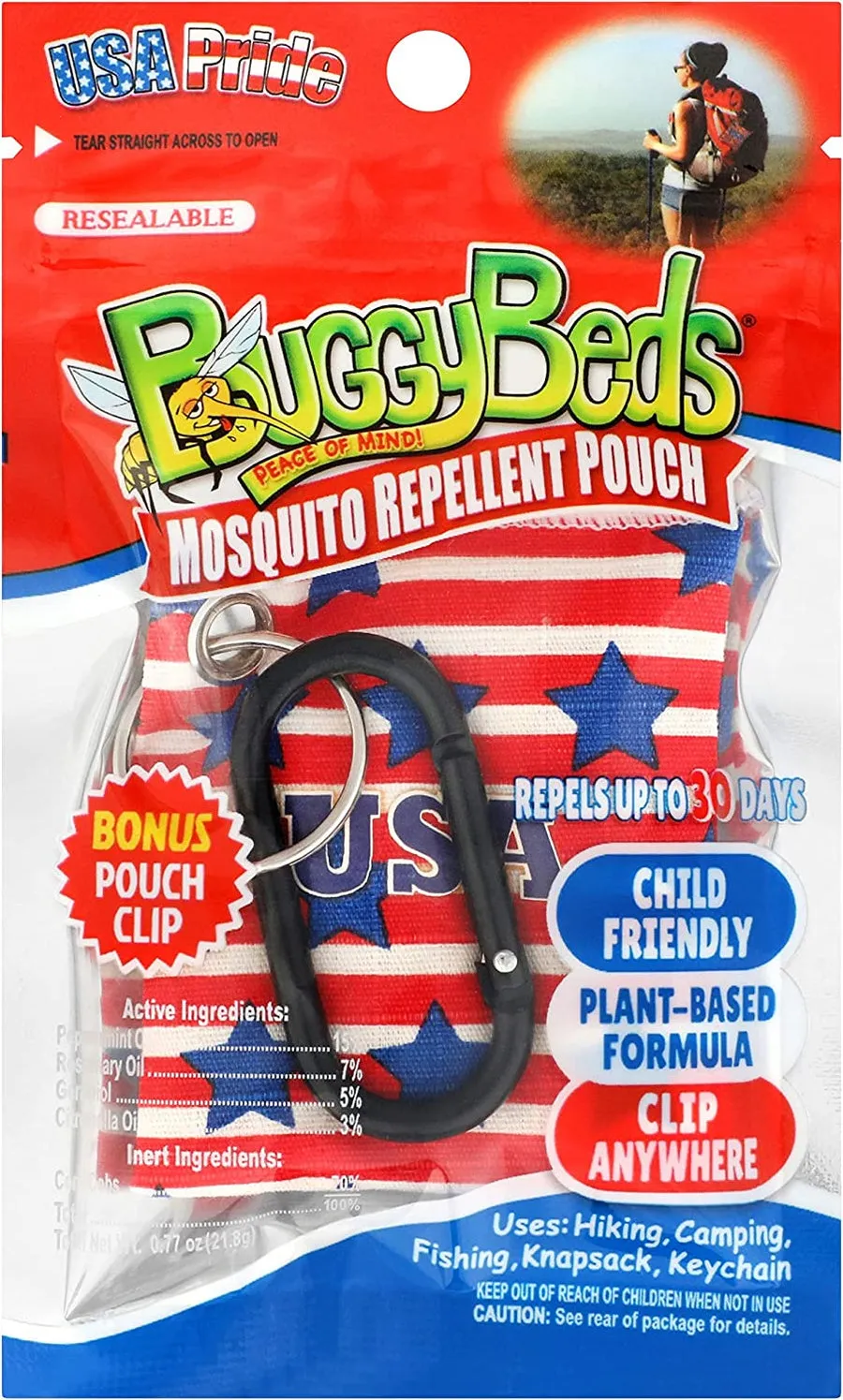 BuggyBeds Mosquito Repellent Pouches with Pouch Clip, 9 Pack