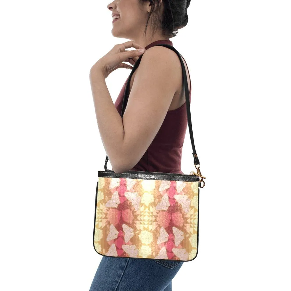 Butterfly and Roses on Geometric Small Shoulder Bag