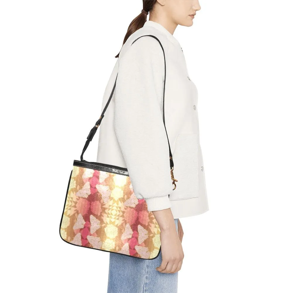 Butterfly and Roses on Geometric Small Shoulder Bag