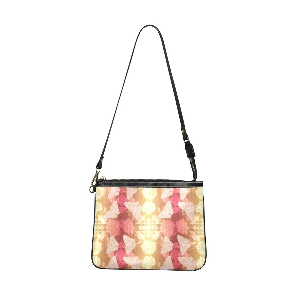 Butterfly and Roses on Geometric Small Shoulder Bag