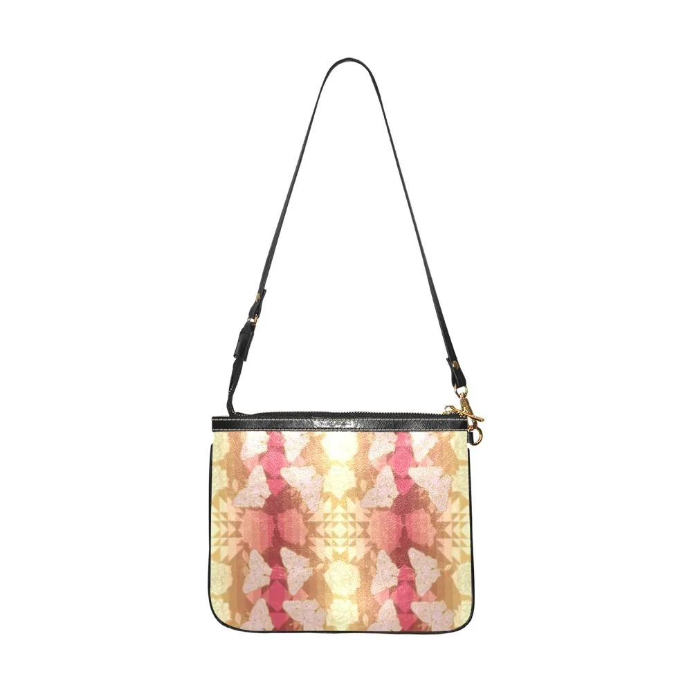 Butterfly and Roses on Geometric Small Shoulder Bag